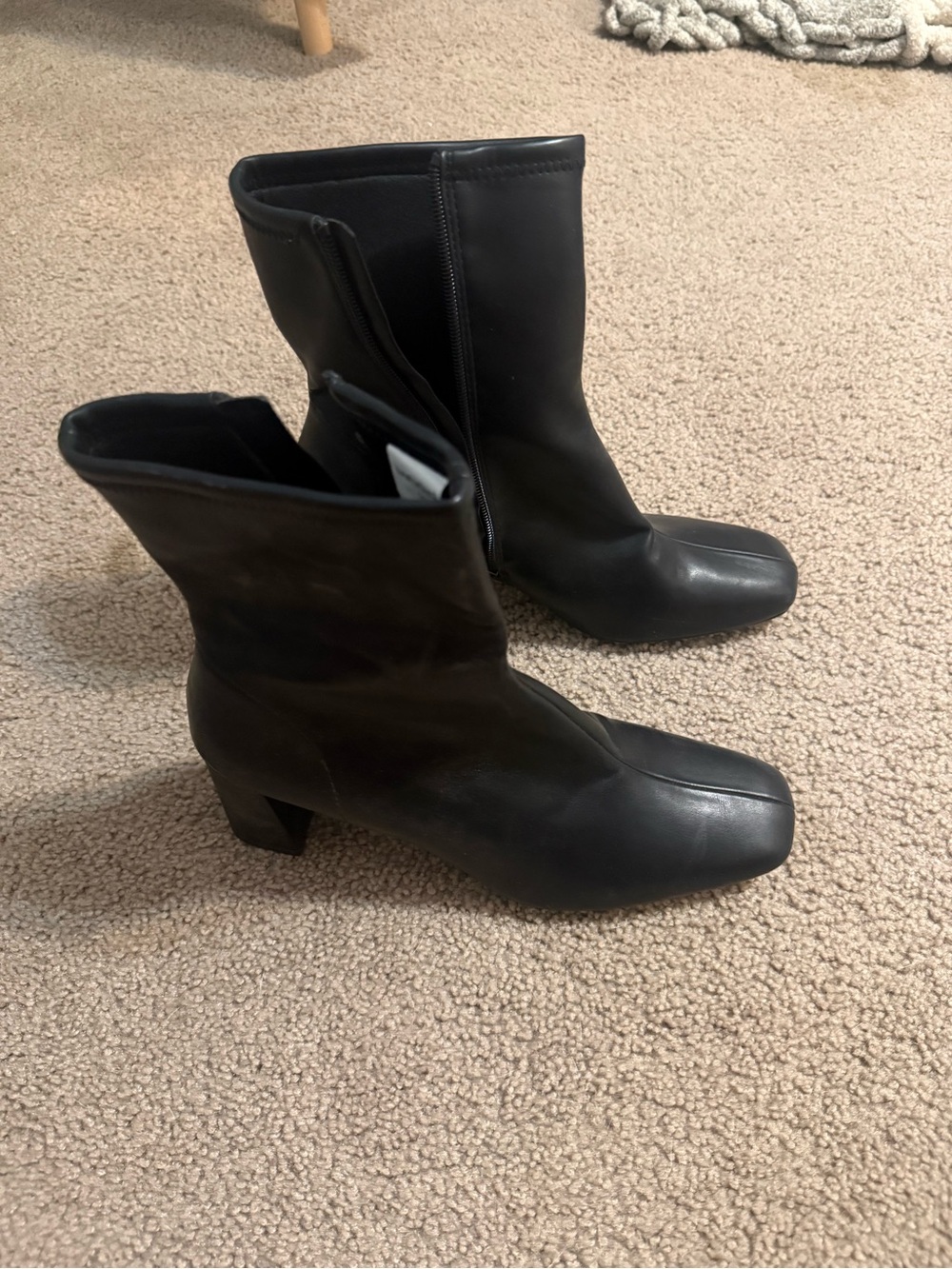 Black Leather Ankle Boots
